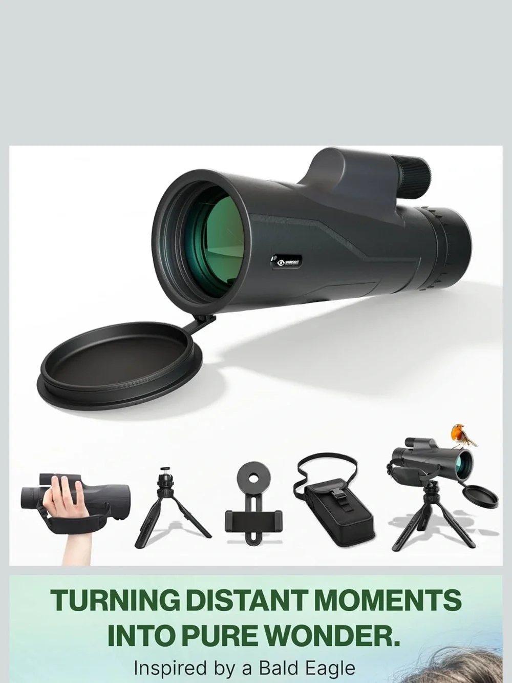 NEW SharpSight 12x50 HD Monocular Telescope BAK-4 Prism Bird Watching Hiking